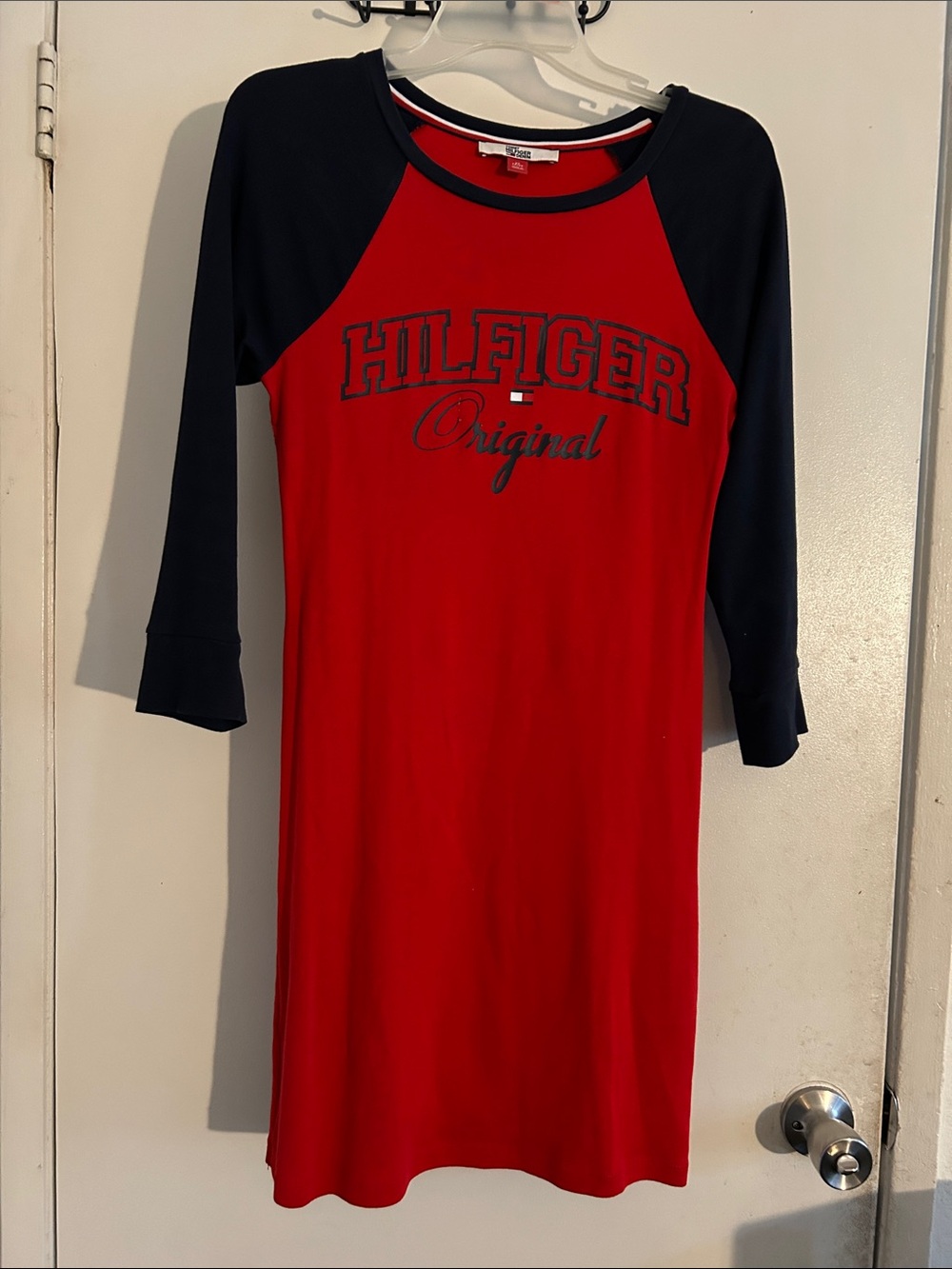 Tommy Hilfiger Red & Navy Logo Raglan Kids Dress